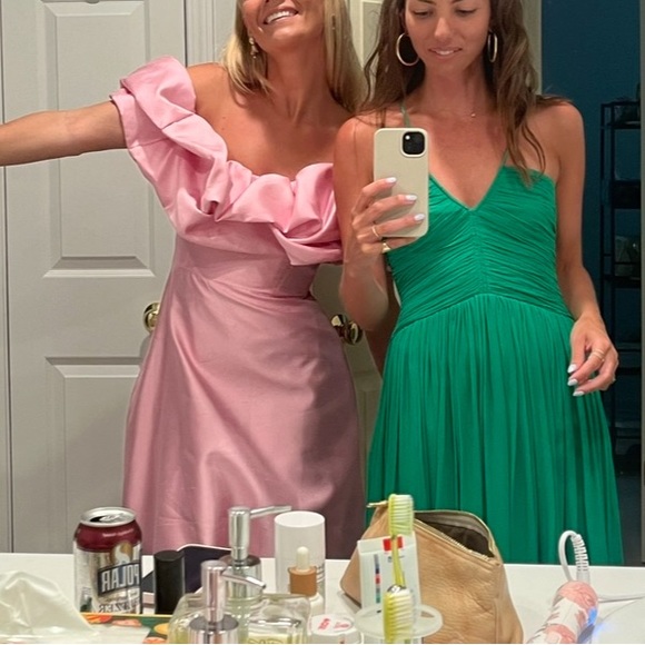 MARKARIAN Off-the-Shoulder Ruffle-Trim Silk Midi Dress-- Bergdorf Exclusive - Picture 6 of 6